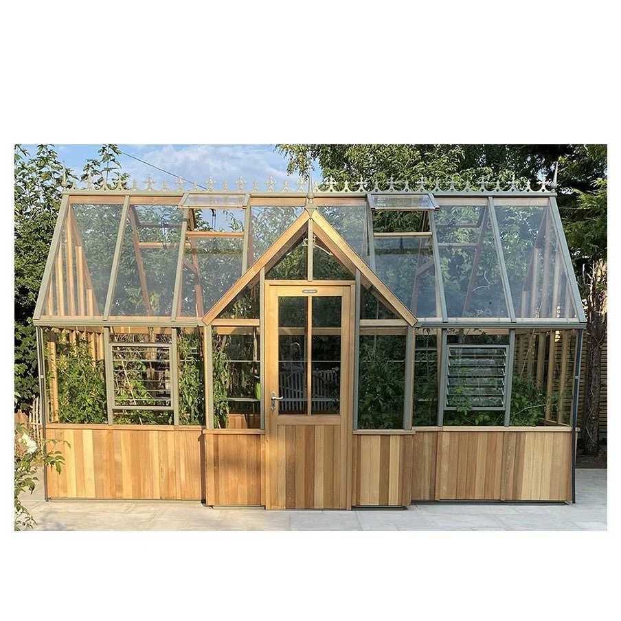 Cambridge T-Shaped Cedar Greenhouse Kit with 3mm Safety Glass and Aluminum Base - Image 4