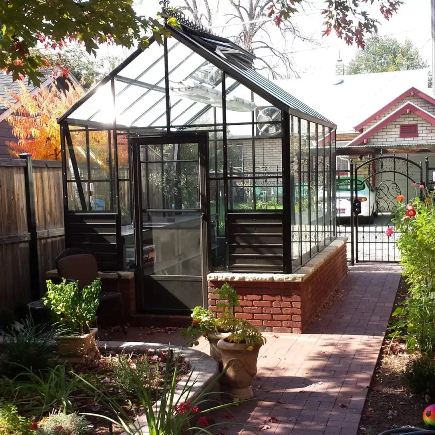Cottage Glass Greenhouse Kit with 3mm Tempered Glass Panels and Aluminum Frame - Image 3