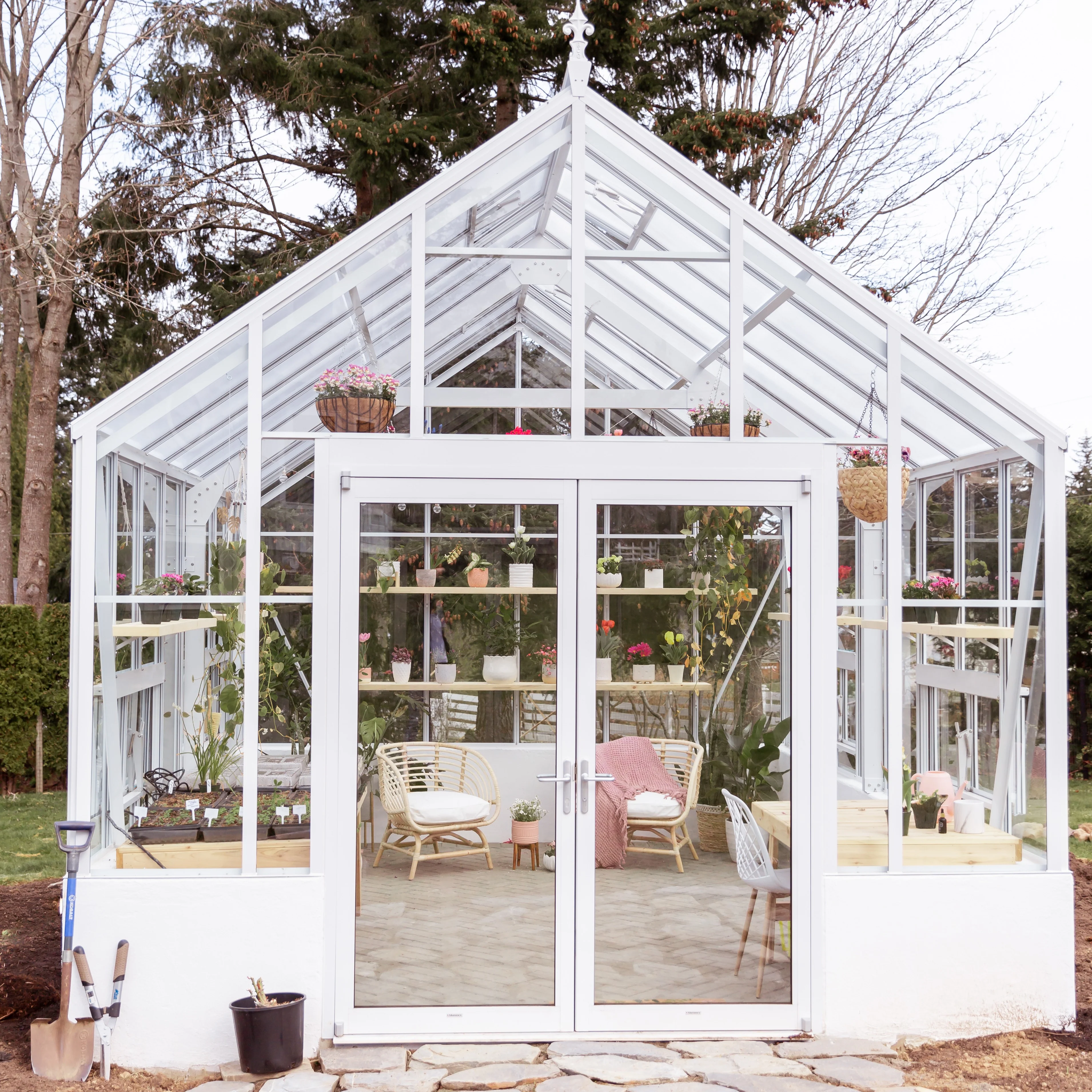 Cottage Glass Greenhouse Kit with 3mm Tempered Glass Panels and Aluminum Frame - Image 6