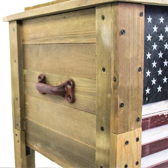 DDI® Backyard Expressions Outdoor Wooden American Flag Cooler - Image 3