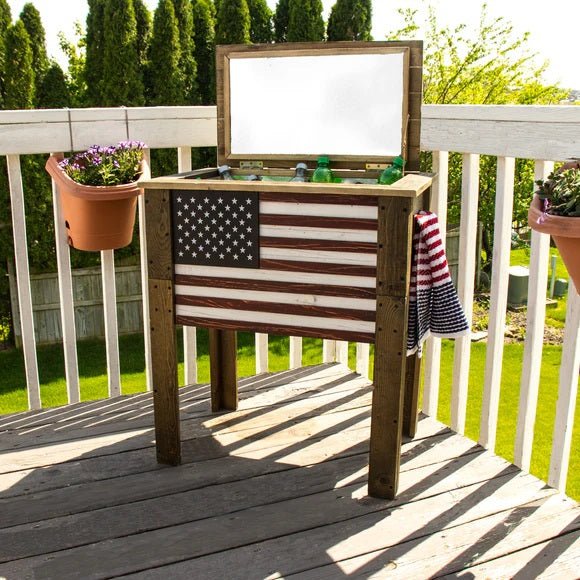 DDI® Backyard Expressions Outdoor Wooden American Flag Cooler - Image 4