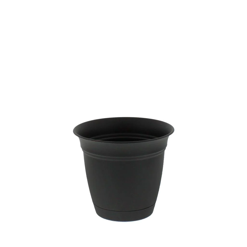 Eclipse Black Planter with Saucer