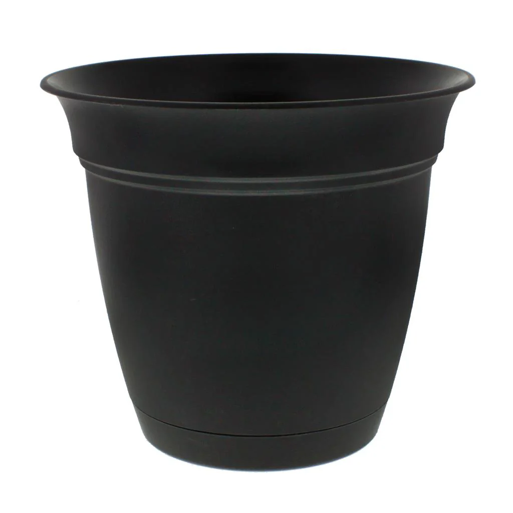 Eclipse Black Planter with Saucer - Image 2