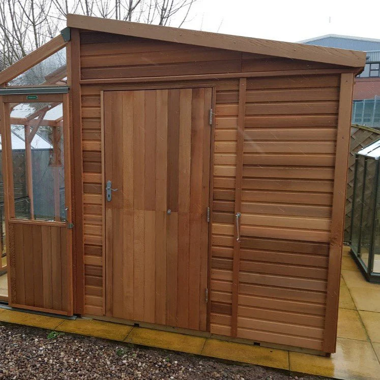 Fusion Hybrid Cedar Workshop & Greenhouse Kit 10 ft. Wide with 3mm Safety Glass and Cedar Frame - Image 2