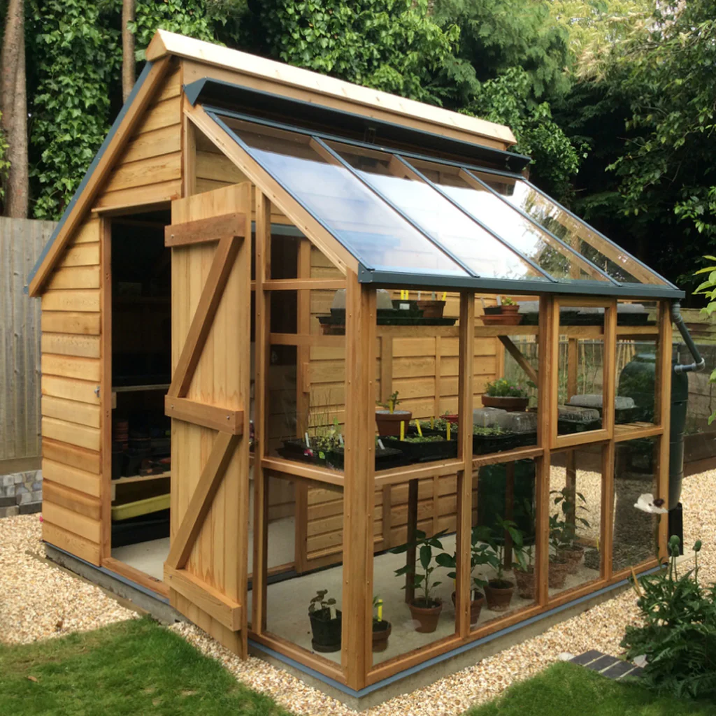 Gabriel Ash Classic Grow & Store Greenhouse Kit with Tempered Glass Panels and Red Cedar Wood Frame - Image 2