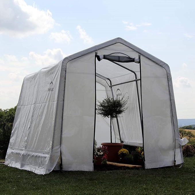 ShelterLogic GrowIT Peak Style DIY Greenhouse Kit 10 x 10 ft. with Triple Layer Translucent Polyethylene Cover and Steel Frame - Image 3