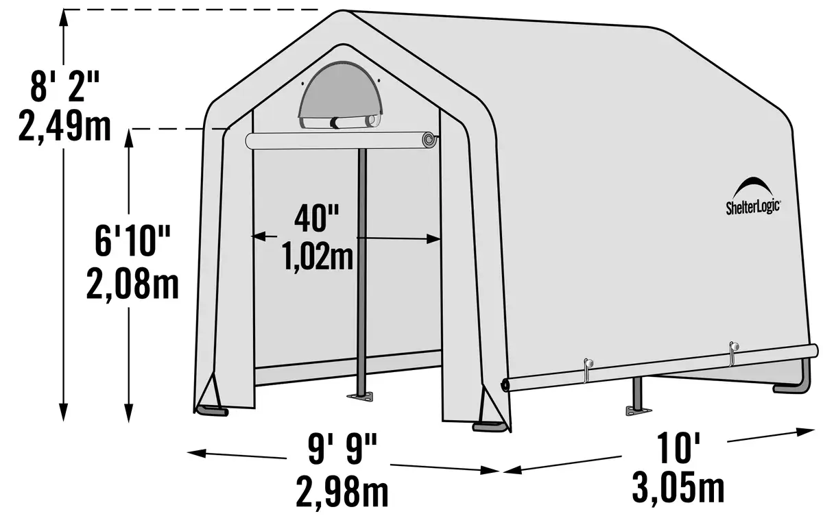 ShelterLogic GrowIT Peak Style DIY Greenhouse Kit 10 x 10 ft. with Triple Layer Translucent Polyethylene Cover and Steel Frame - Image 5
