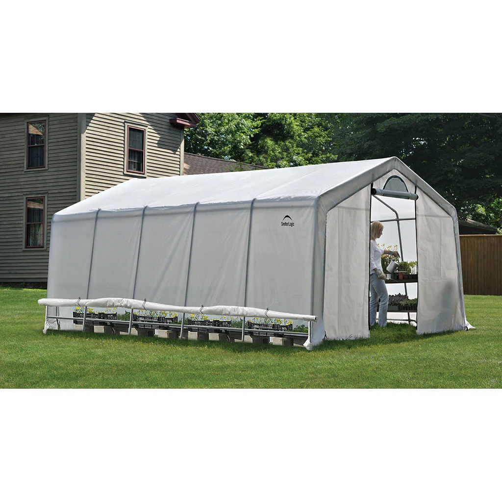 ShelterLogic GrowIT Peak DIY Greenhouse Kit 12 ft. Wide with Translucent Polyethylene Cover and Steel Frame - Image 3