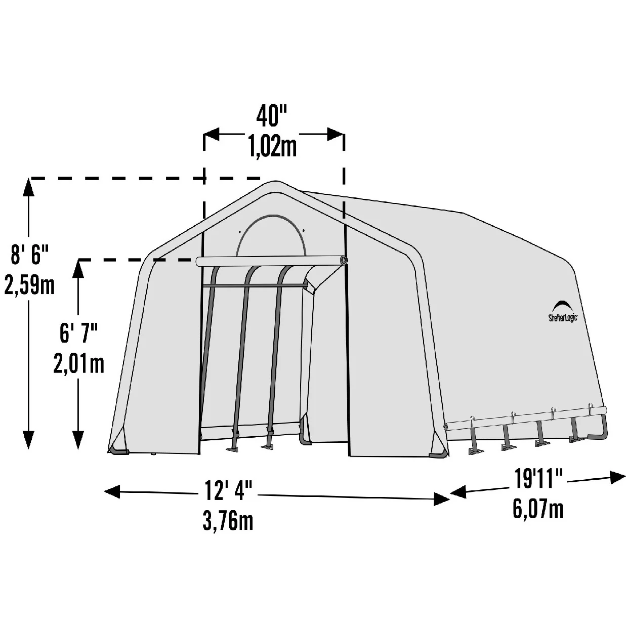ShelterLogic GrowIT Peak DIY Greenhouse Kit 12 ft. Wide with Translucent Polyethylene Cover and Steel Frame - Image 7