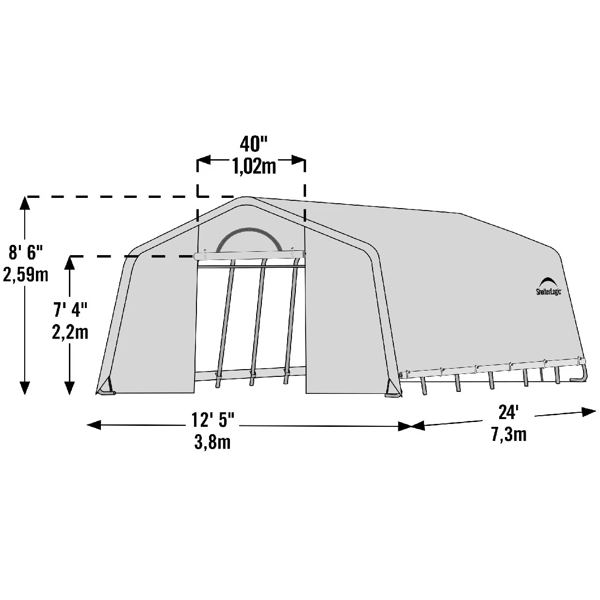 ShelterLogic GrowIT Peak DIY Greenhouse Kit 12 ft. Wide with Translucent Polyethylene Cover and Steel Frame - Image 8