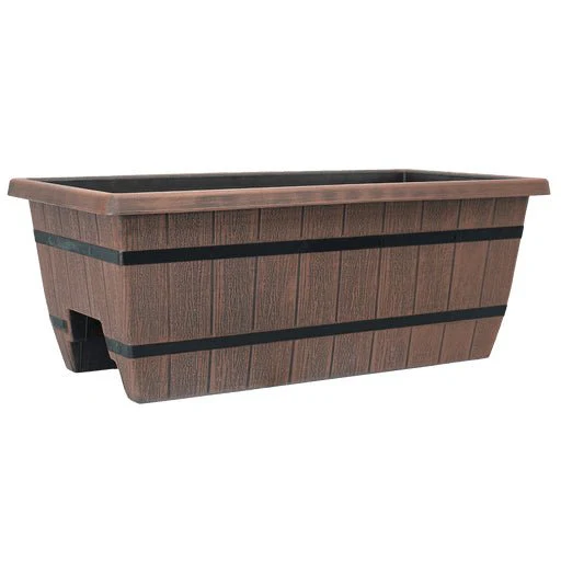 Grower Select 24 in. Cask Railing Window Box Planter