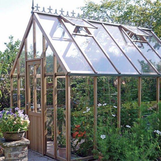 Lancing Cedar Glass to Ground Greenhouse Kit, 10 ft. Wide with 3mm Safety Glass and Aluminum Base
