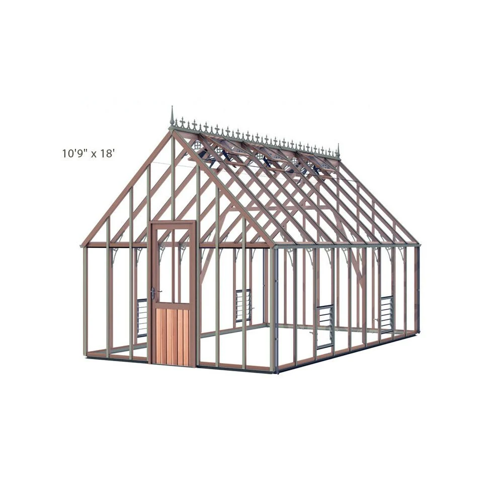 Lancing Cedar Glass to Ground Greenhouse Kit, 10 ft. Wide with 3mm Safety Glass and Aluminum Base - Image 3