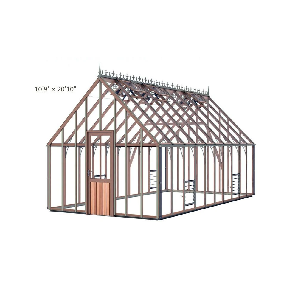 Lancing Cedar Glass to Ground Greenhouse Kit, 10 ft. Wide with 3mm Safety Glass and Aluminum Base - Image 4