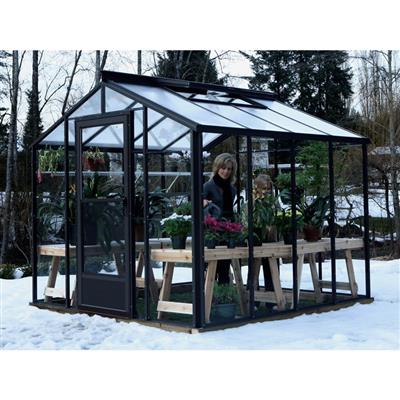 Legacy Greenhouse Kit 8 x 8 ft. with Tempered Glass Sidewalls, 6mm Polycarbonate Roof and Aluminum Frame - Image 4