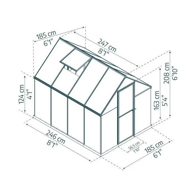 Mythos DIY Greenhouse Kit 6 x 8 ft. with 4mm TwinWall Polycarbonate Panels and Aluminum Frame - Image 7