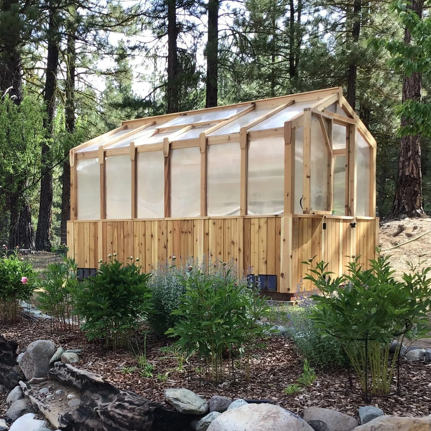 Outdoor Living Greenhouse Kit 8 ft. Wide with 6mm Twin Wall Polycarbonate Panels and Cedar Wood Frame - Image 7