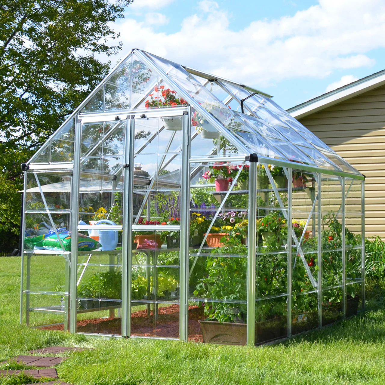 Snap & Grow Plus DIY Greenhouse Kit 8.5 ft. Wide with Single-layer Polycarbonate Panels and Aluminum Frame - Image 2