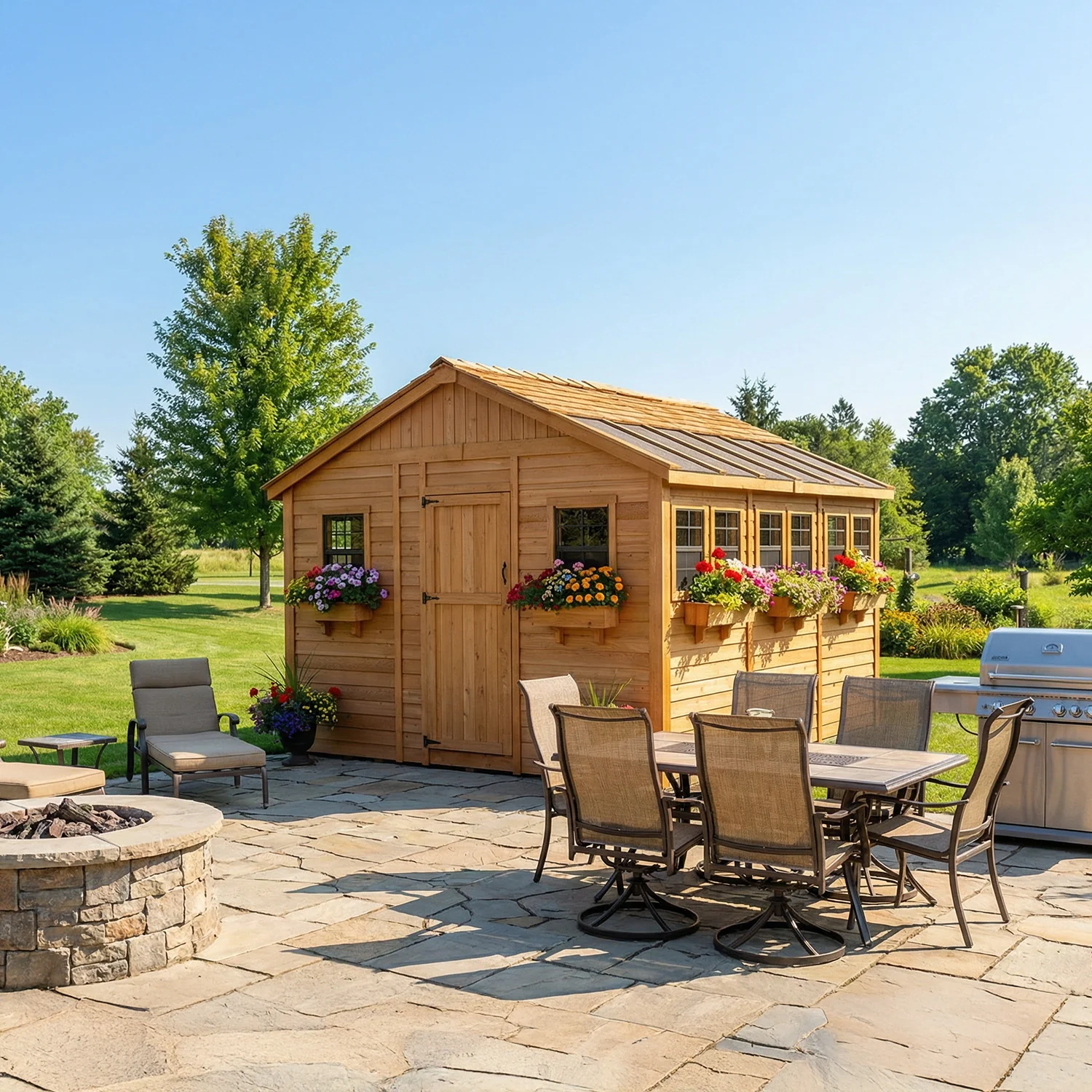 SunShed Garden Building and Greenhouse Kit 12 x 12 ft. with Glass Panels and Cedar Wood Frame - Image 3