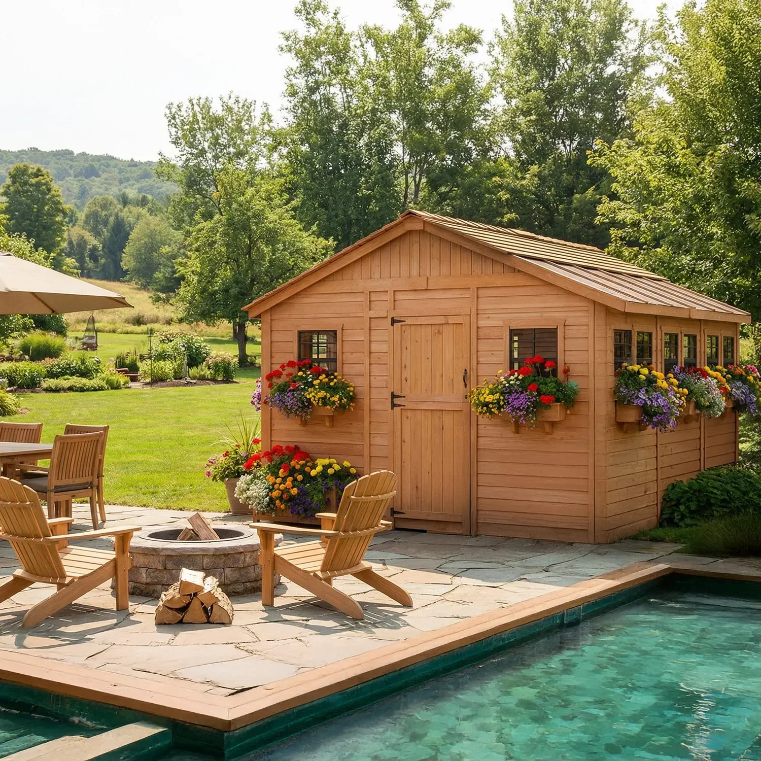 SunShed Garden Building and Greenhouse Kit 12 x 12 ft. with Glass Panels and Cedar Wood Frame - Image 5