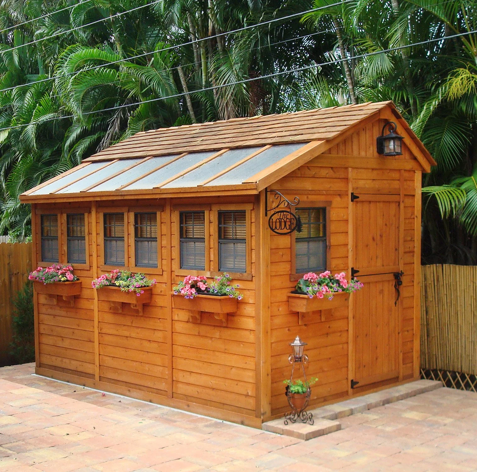 SunShed Garden Building and Greenhouse Kit 8 x 12 ft. with Glass Panels and Cedar Wood Frame - Image 2