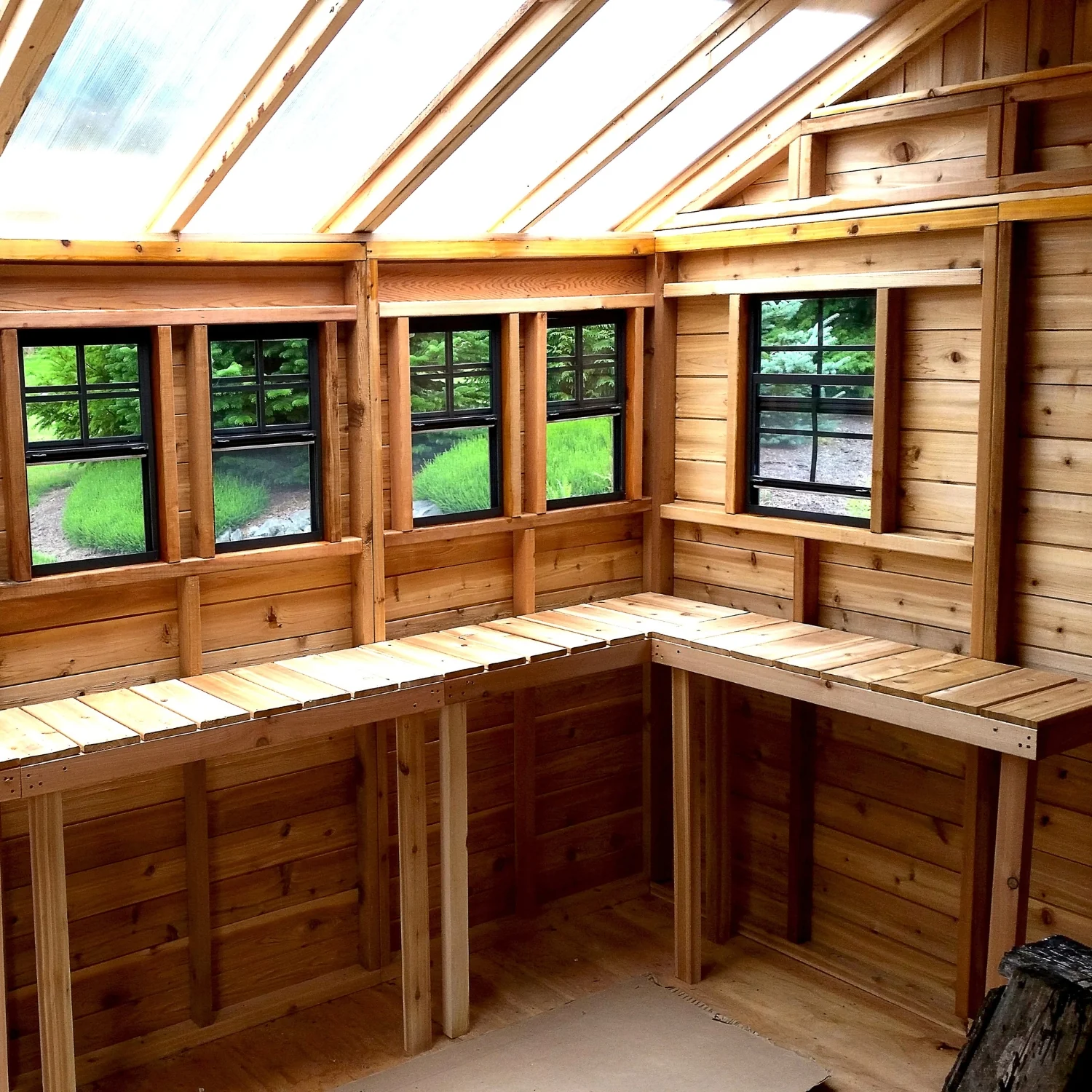 SunShed Garden Building and Greenhouse Kit 8 x 12 ft. with Glass Panels and Cedar Wood Frame - Image 4