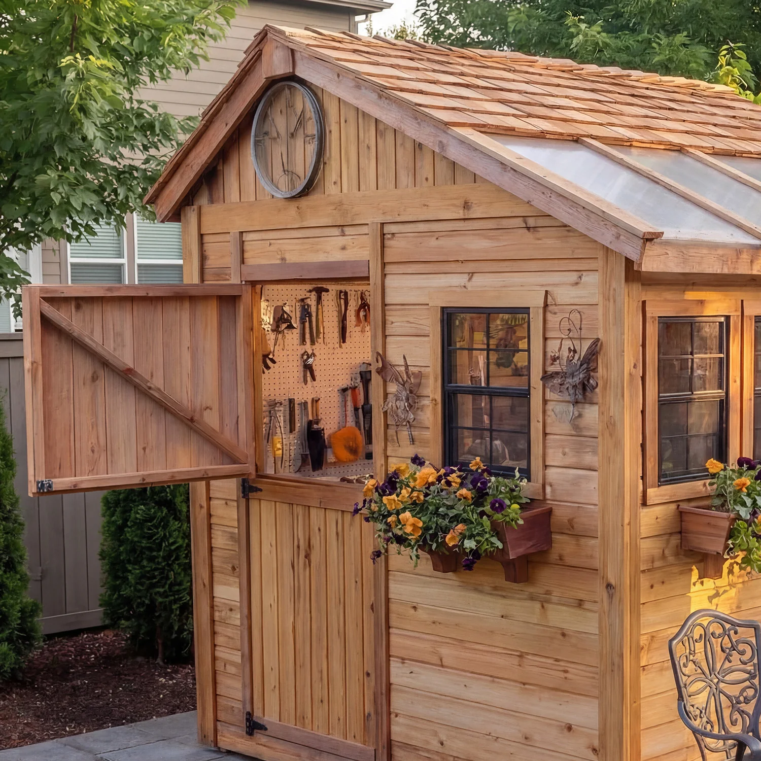 SunShed Garden Building and Greenhouse Kit 8 x 8 ft. with 6mm Twin-Wall Polycarbonate and Cedar Wood Frame - Image 2