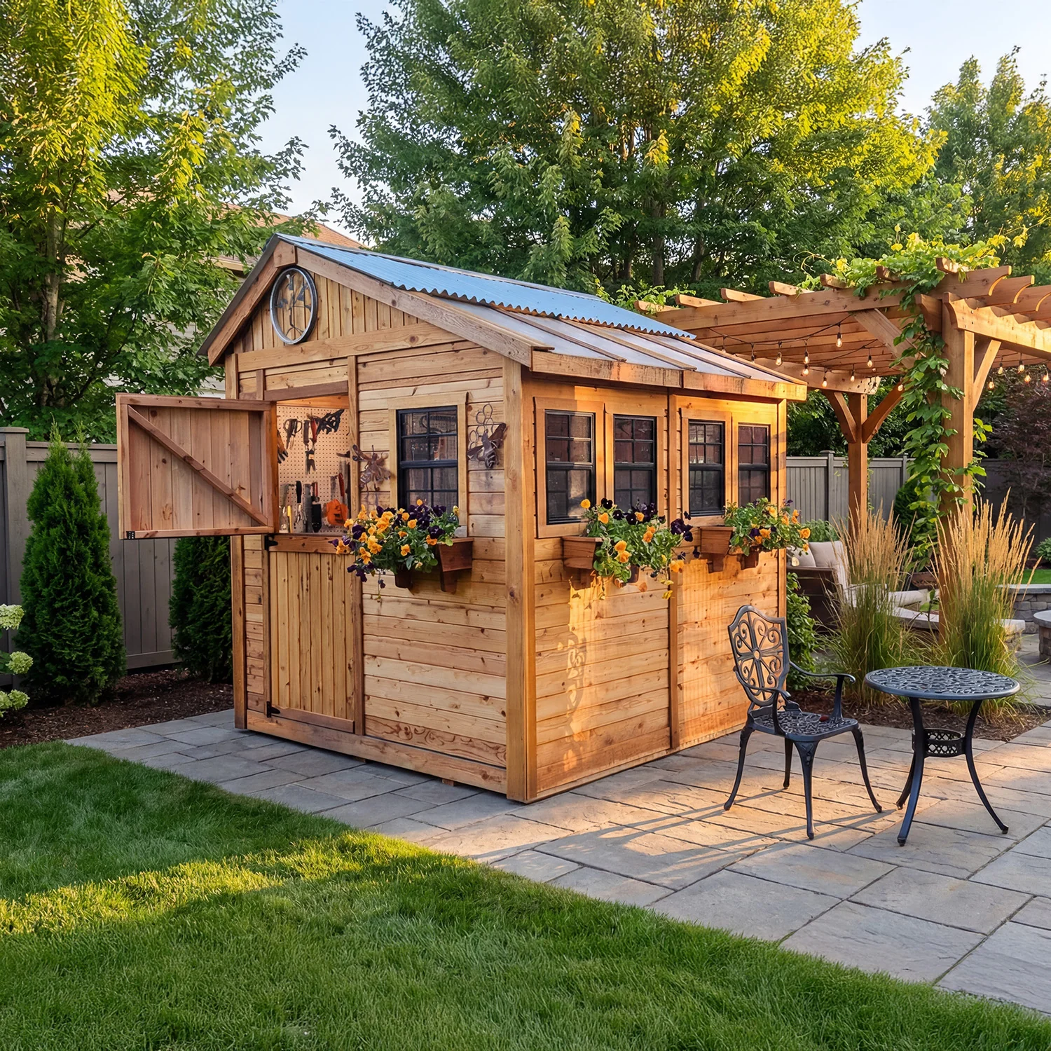 SunShed Garden Building and Greenhouse Kit 8 x 8 ft. with 6mm Twin-Wall Polycarbonate and Cedar Wood Frame - Image 3