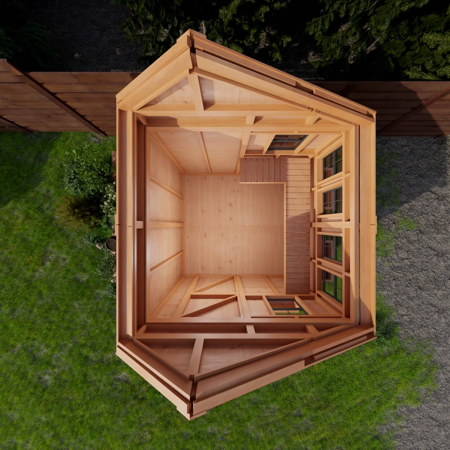 SunShed Garden Building and Greenhouse Kit 8 x 8 ft. with 6mm Twin-Wall Polycarbonate and Cedar Wood Frame - Image 9