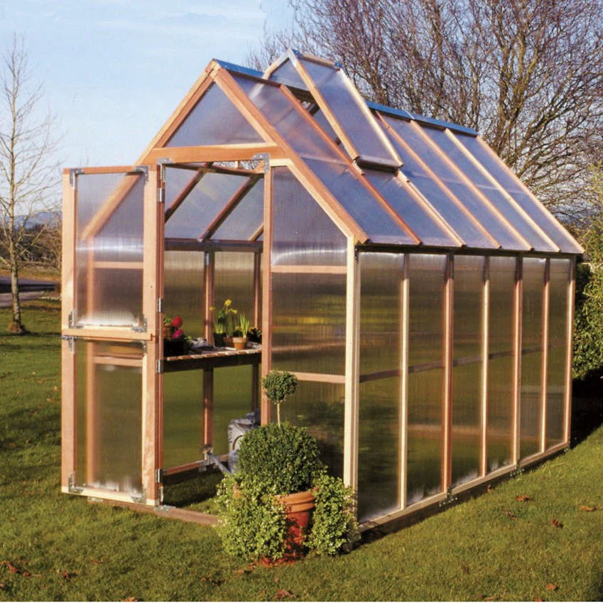 Sunshine DIY Gardenhouse Kit 6 ft. Wide with 4.5mm Twinwall Polycarbonate Panels and Redwood Frame