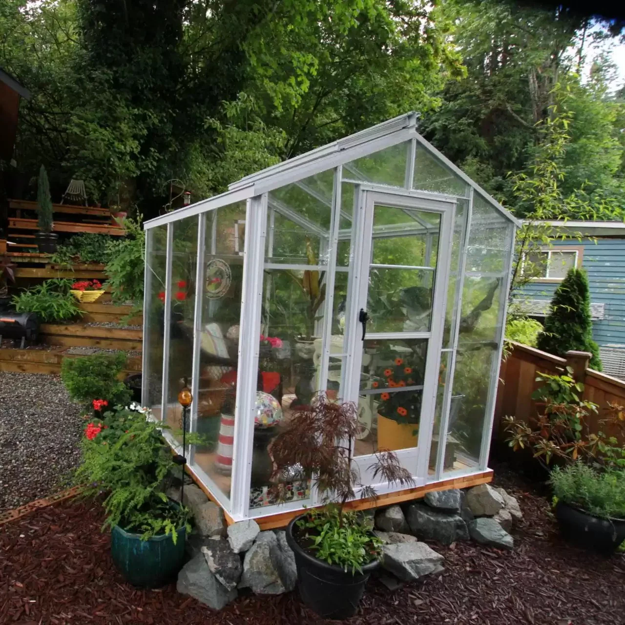Traditional Glass Greenhouse Kit with 3mm Tempered Glass and Aluminum Frame - Image 5