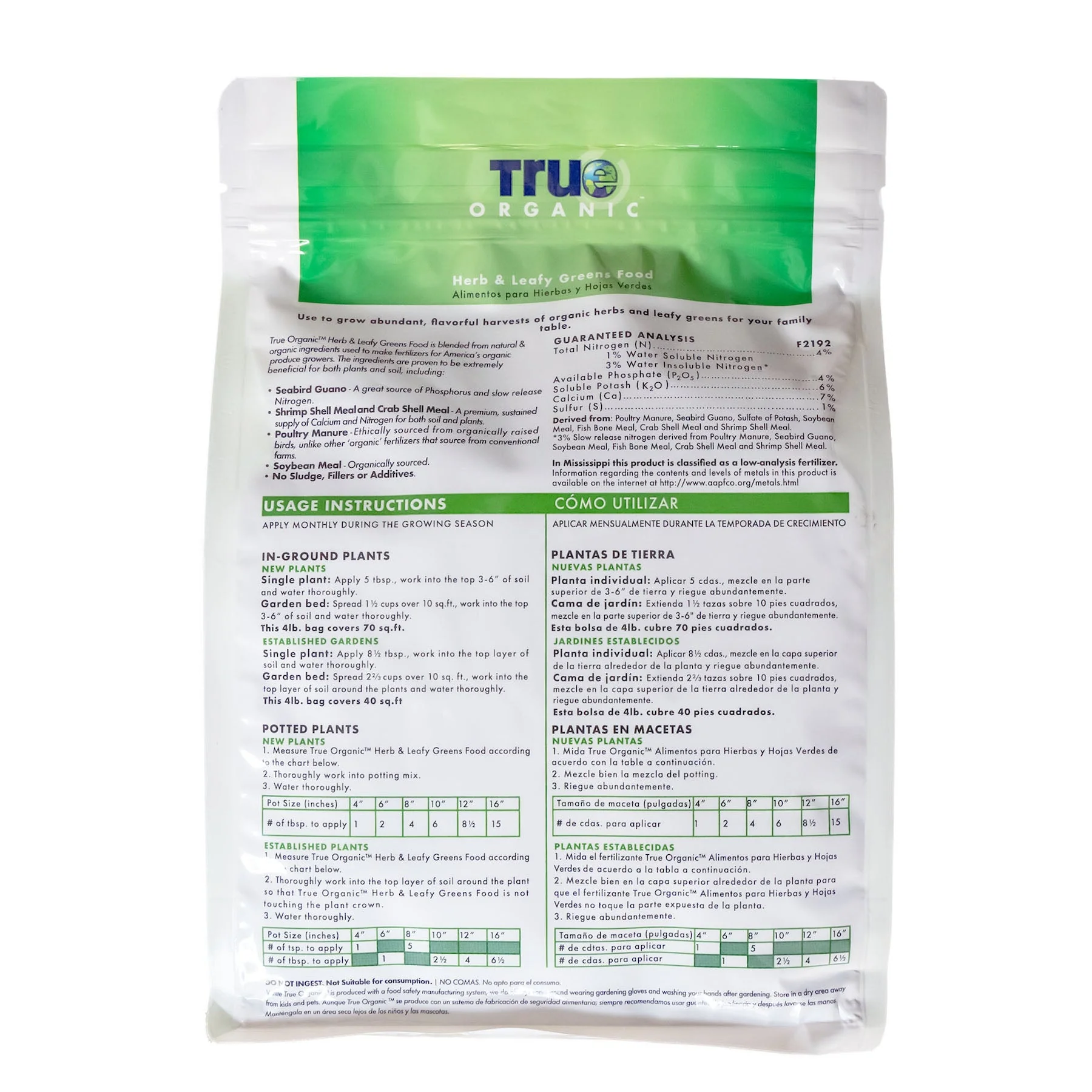 True Organic 4 lb. Bag Herb & Leafy Greens Food - Image 2