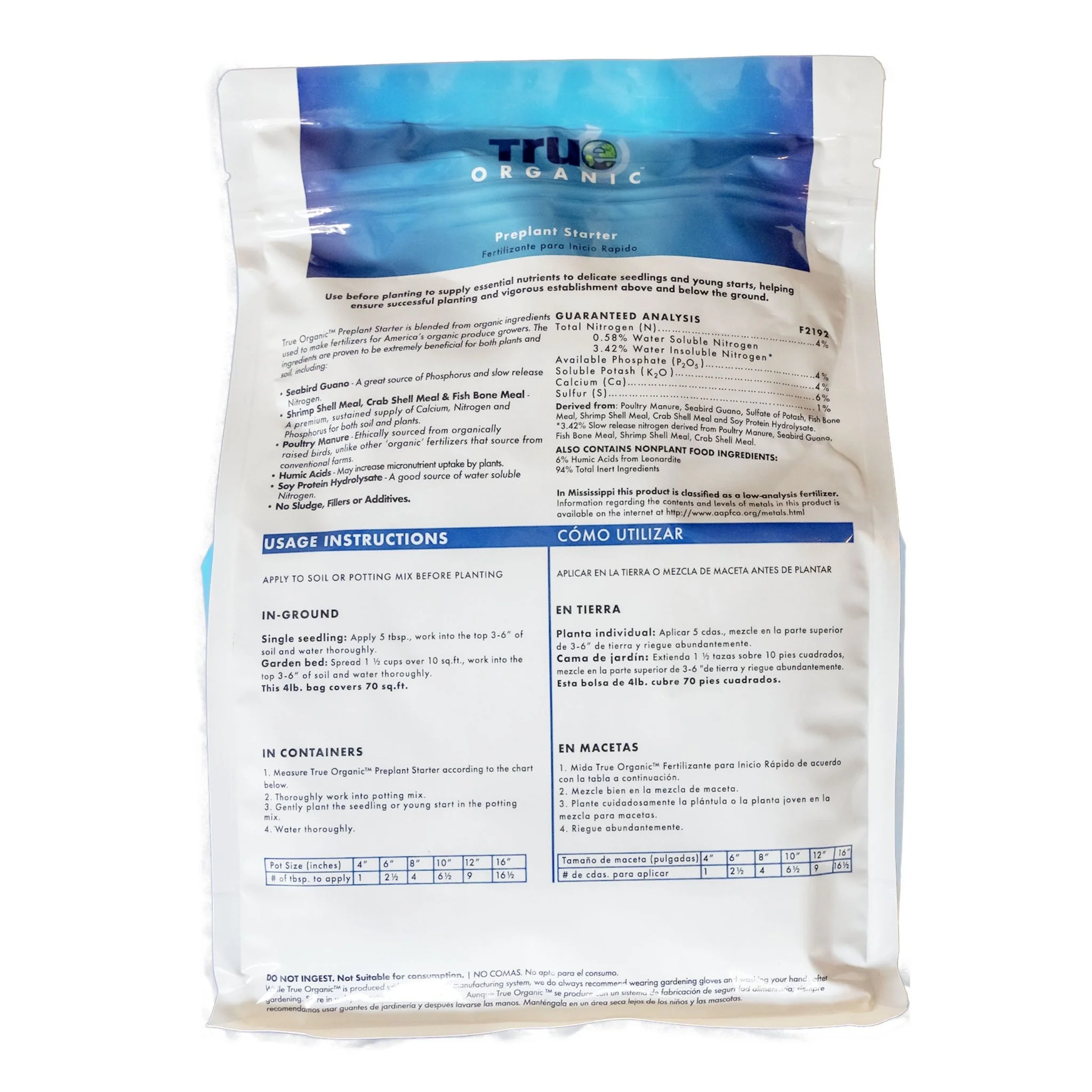 True Organic 4 lb. Bag Preplant Starter - Image 2